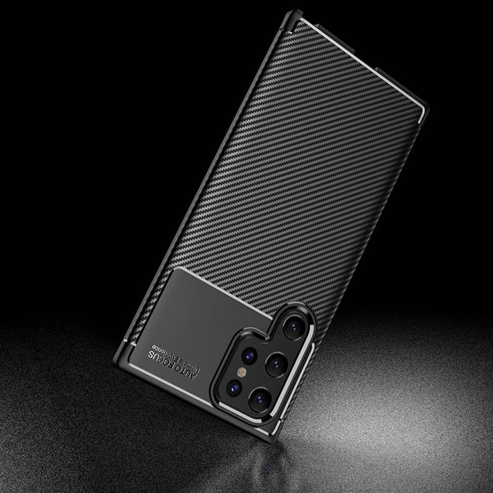 Funda para Samsung Galaxy S22 Ultra 5G S908, Techsuit, Fibra de Carbon, Negra