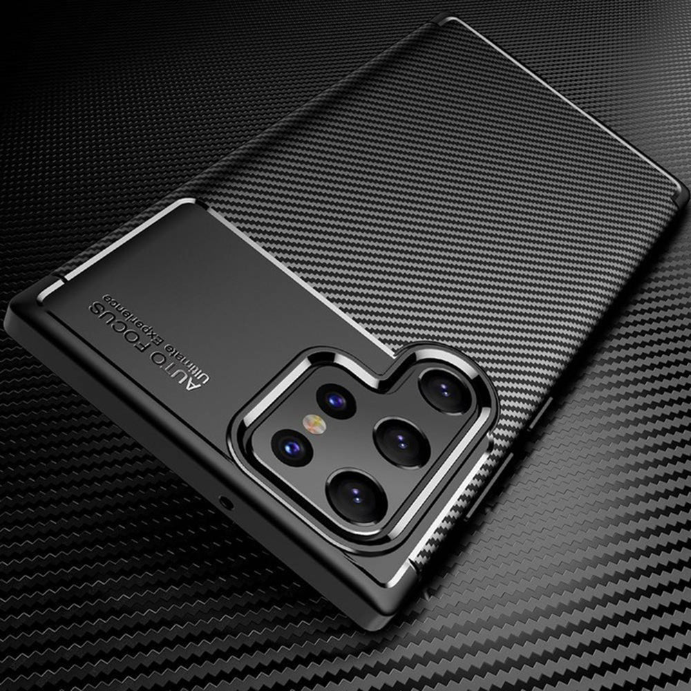 Funda para Samsung Galaxy S22 Ultra 5G S908, Techsuit, Fibra de Carbon, Negra