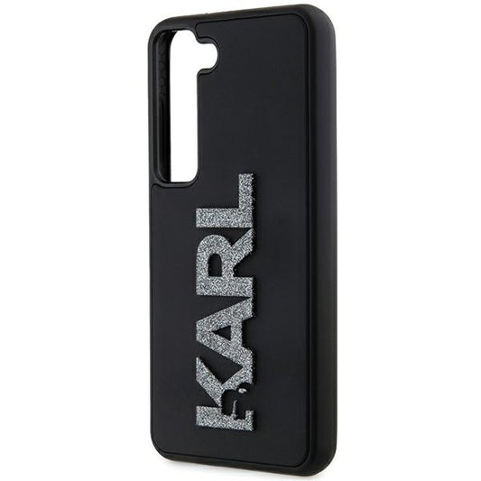 Funda para Samsung Galaxy S23+ S916, Karl Lagerfeld, Logo de Goma Brillante 3D, Negra