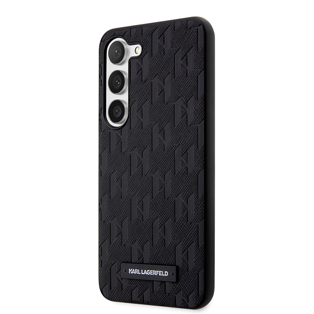 Case for Samsung Galaxy S23+ S916, Karl Lagerfeld, Saffiano Monogram Metal Logo, Black