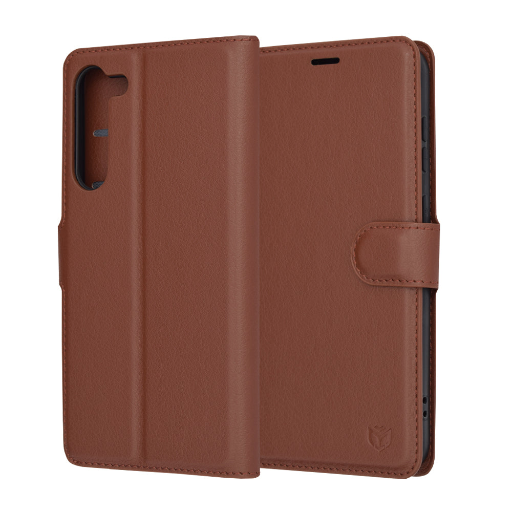 Funda para Samsung Galaxy S23+ S916, Techsuit, Leather Folio, Marrón