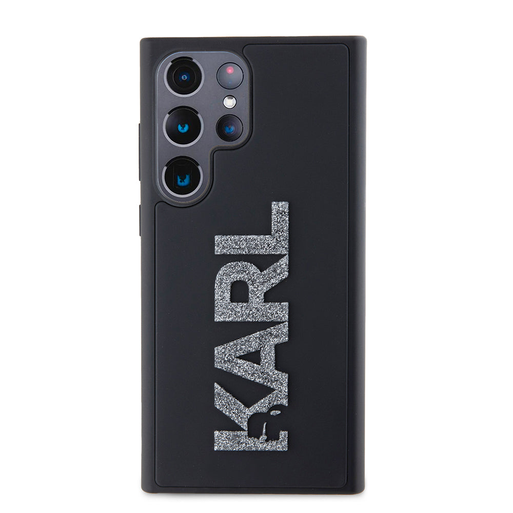Funda para Samsung Galaxy S23 Ultra S918, Karl Lagerfeld, Logo de Goma Brillante 3D, Negra