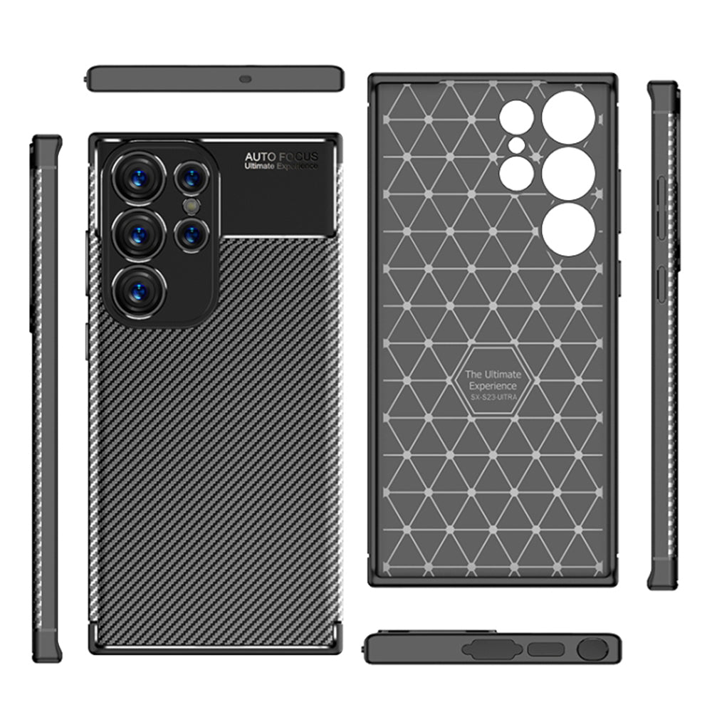 Funda para Samsung Galaxy S23 Ultra S918, Techsuit, Fibra de Carbon, Negra