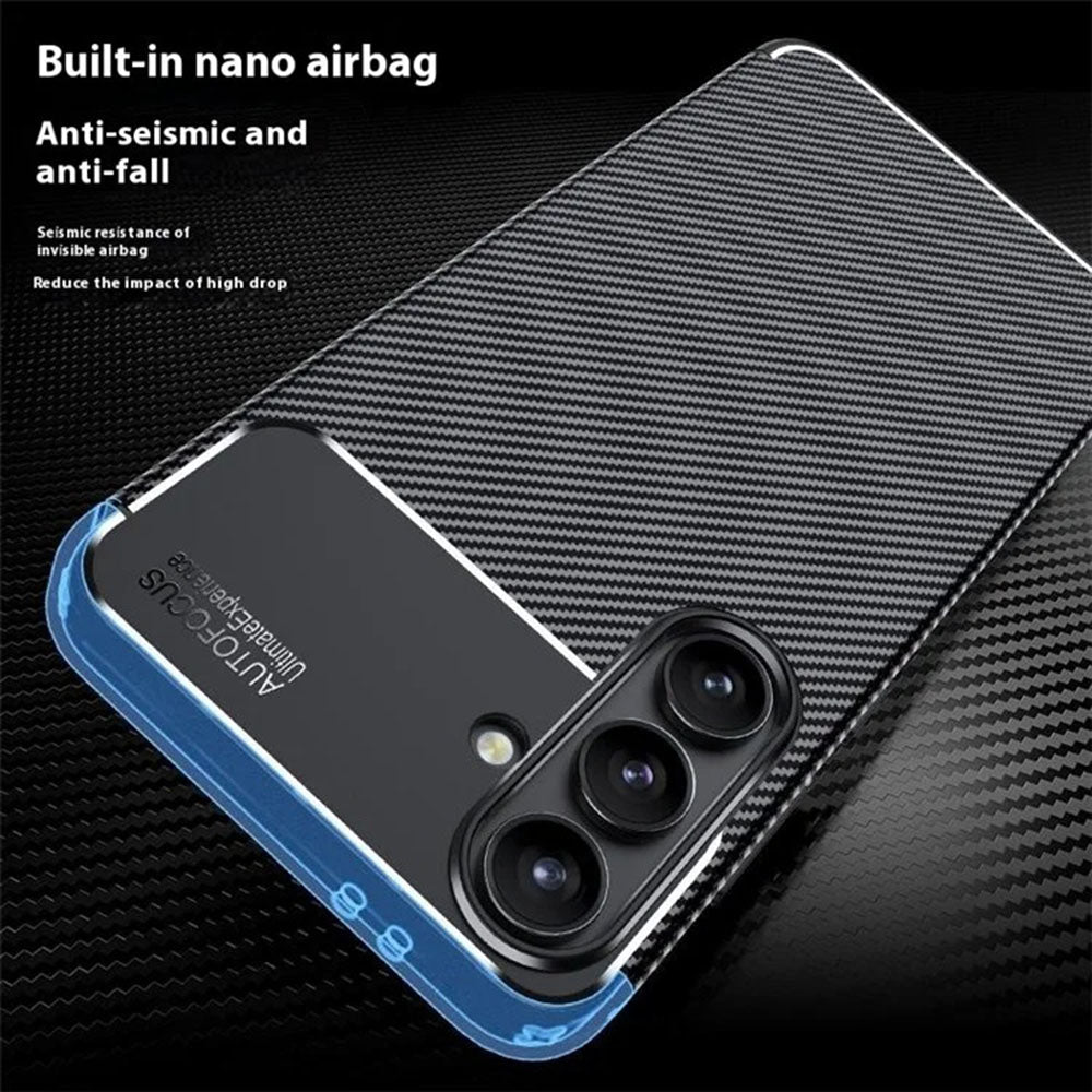 Funda para Samsung Galaxy S24 FE S721, Techsuit, Fibra de Carbon, Negra