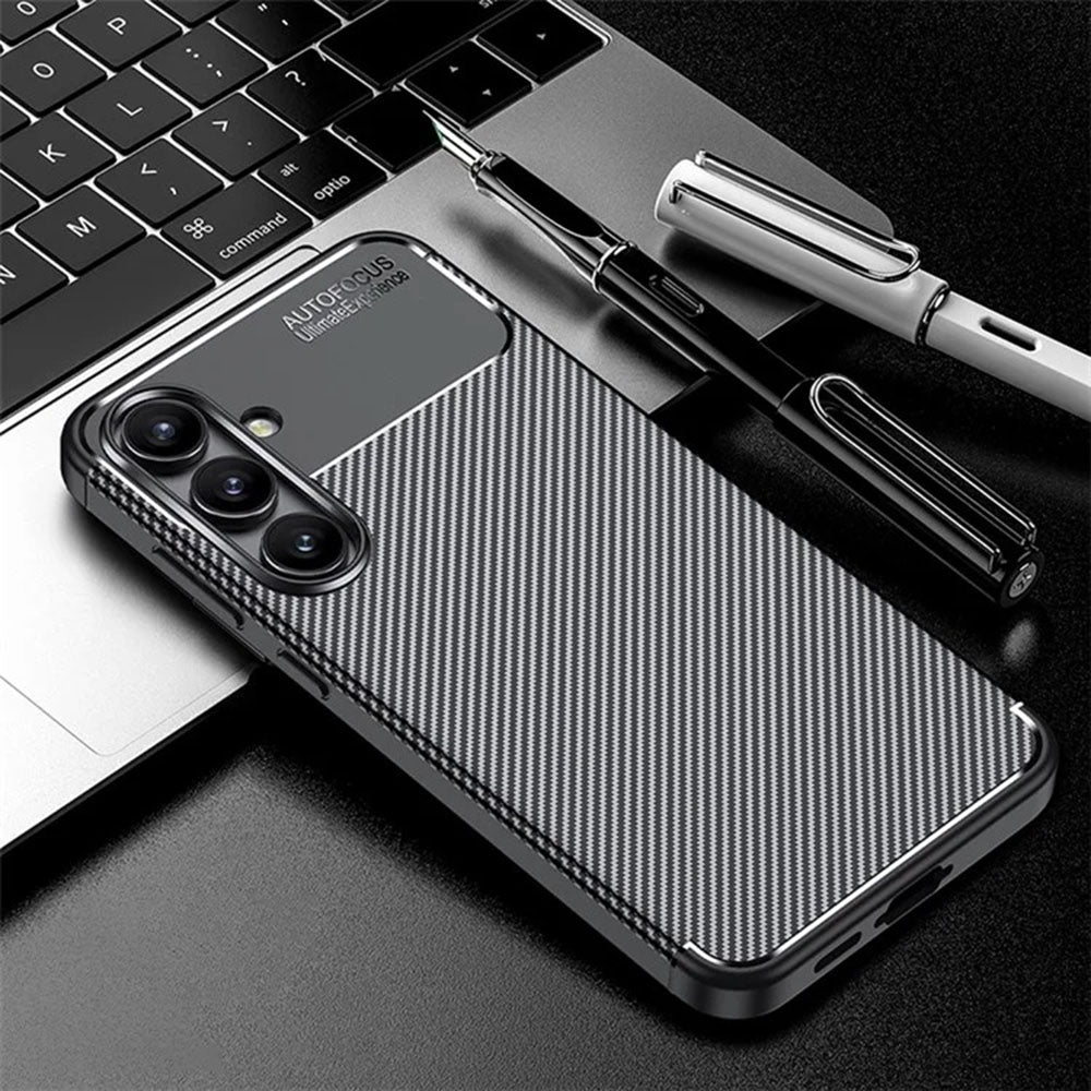Funda para Samsung Galaxy S24 FE S721, Techsuit, Fibra de Carbon, Negra