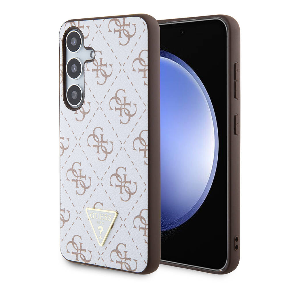 Funda para Samsung Galaxy S24+ S926, Guess, 4G Triangle Logo, Blanca