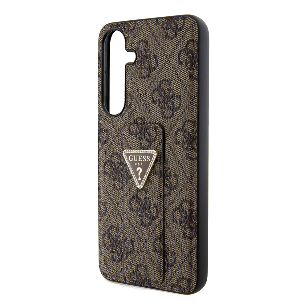 Funda para Samsung Galaxy S24+ S926, Guess, Grip Stand 4G Triangle Strass, Marrón