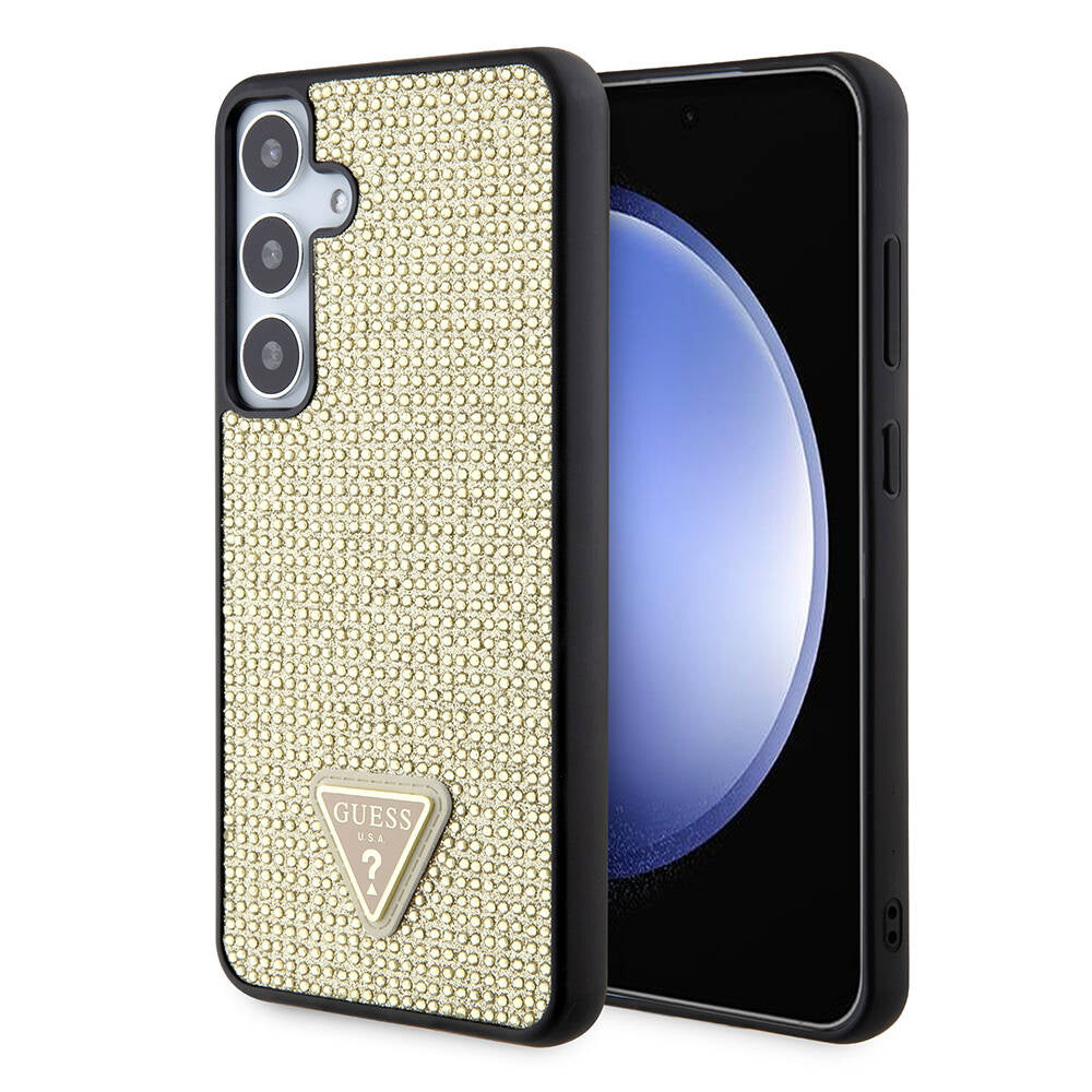 Funda para Samsung Galaxy S24+ S926, Guess, Rhinestone Triangle Logo, Dorada