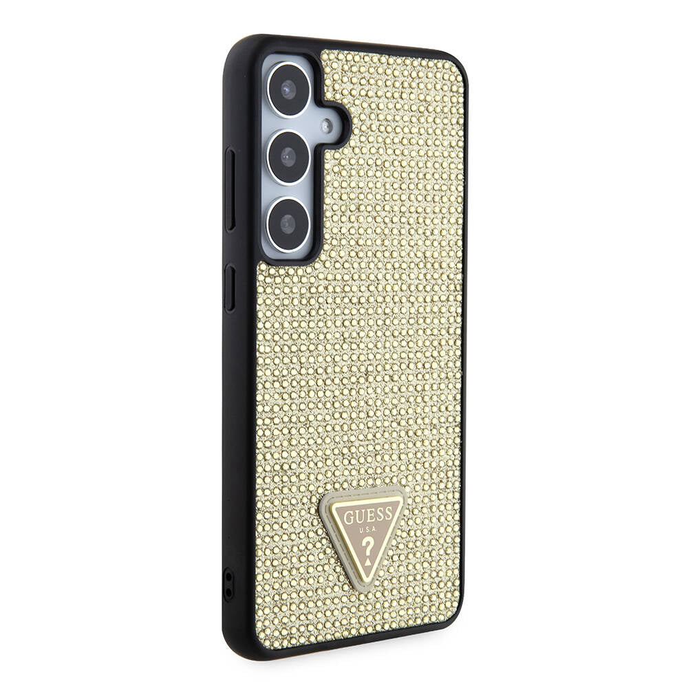 Funda para Samsung Galaxy S24+ S926, Guess, Rhinestone Triangle Logo, Dorada