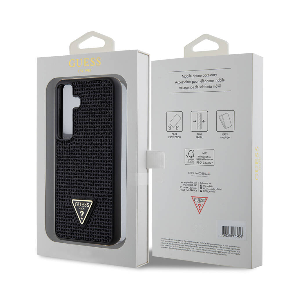 Funda para Samsung Galaxy S24+ S926, Guess, Rhinestone Triangle Logo, Negra