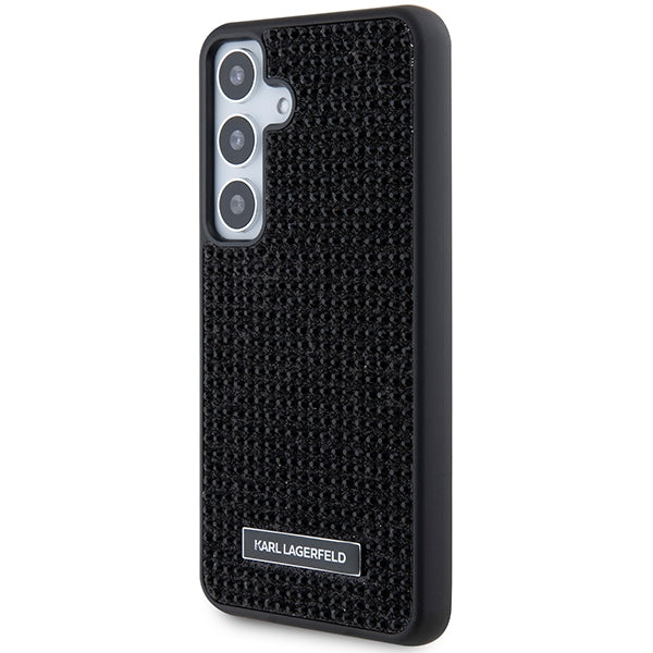 Funda para Samsung Galaxy S24+ S926, Karl Lagerfeld, Placa de Metal con Pedrería, Negra