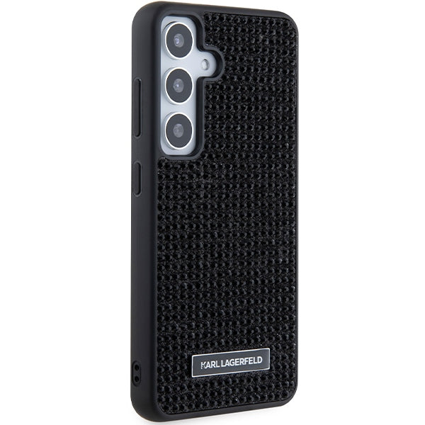 Funda para Samsung Galaxy S24+ S926, Karl Lagerfeld, Placa de Metal con Pedrería, Negra