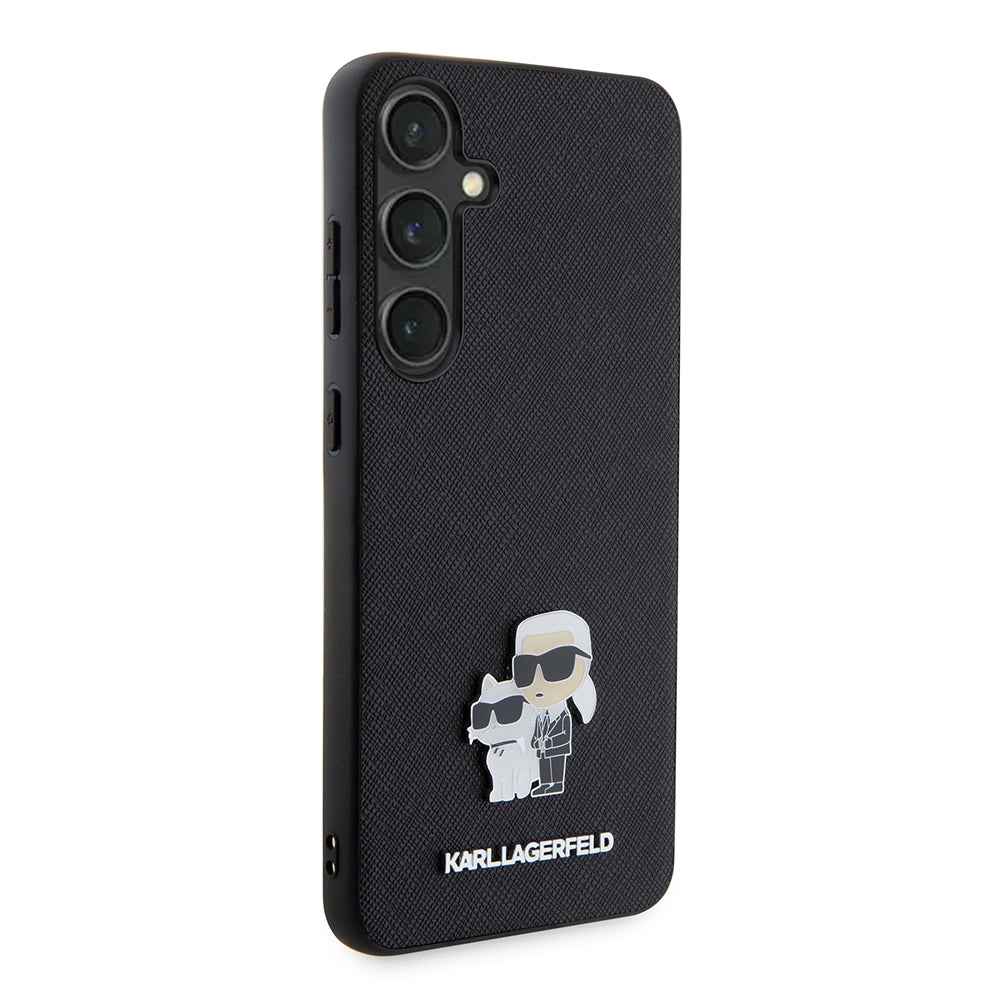 Funda para Samsung Galaxy S24+ S926, Karl Lagerfeld, Saffiano Karl & Choupette Metal, Negra.