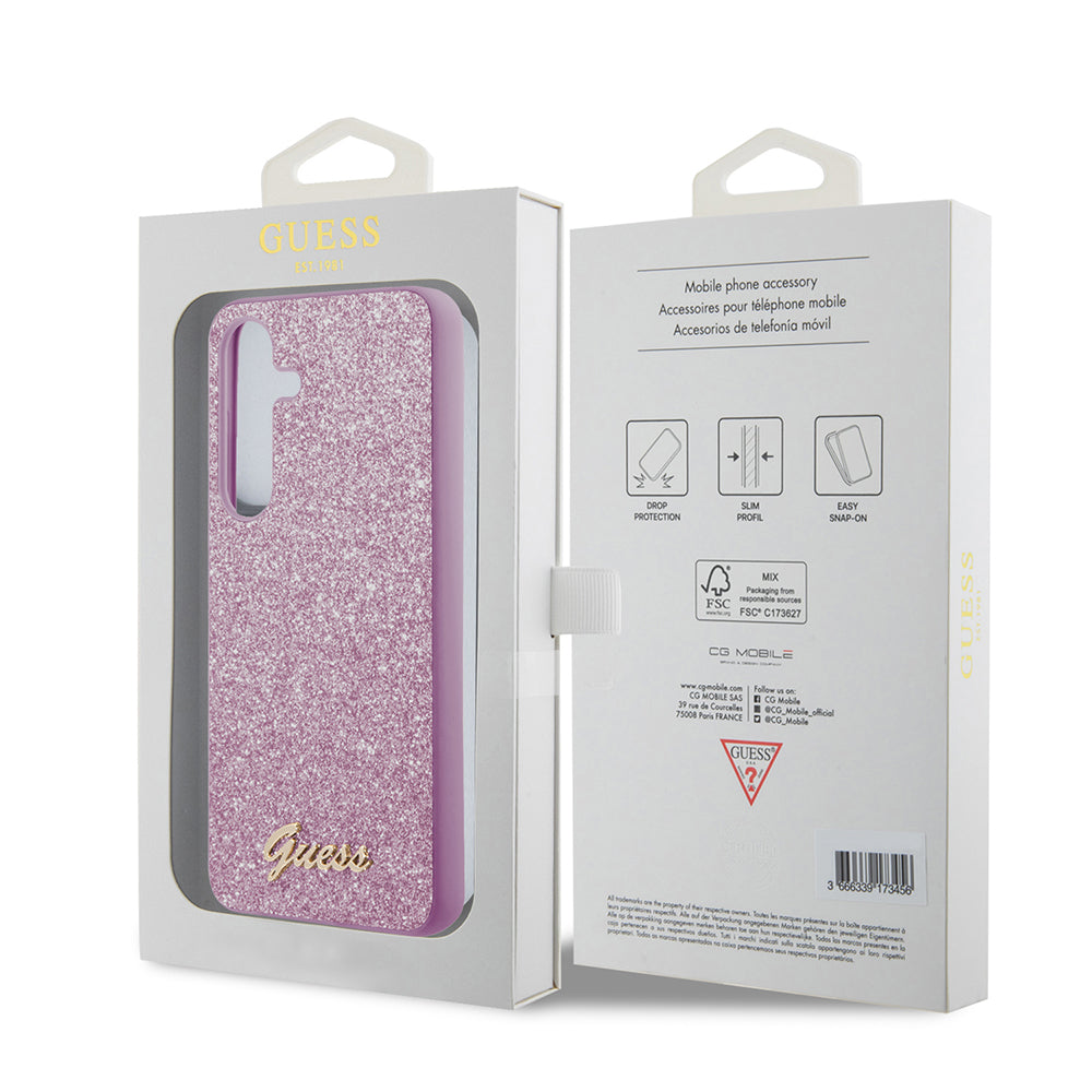 Funda para Samsung Galaxy S24 S921, Guess, Glitter Script, Morado