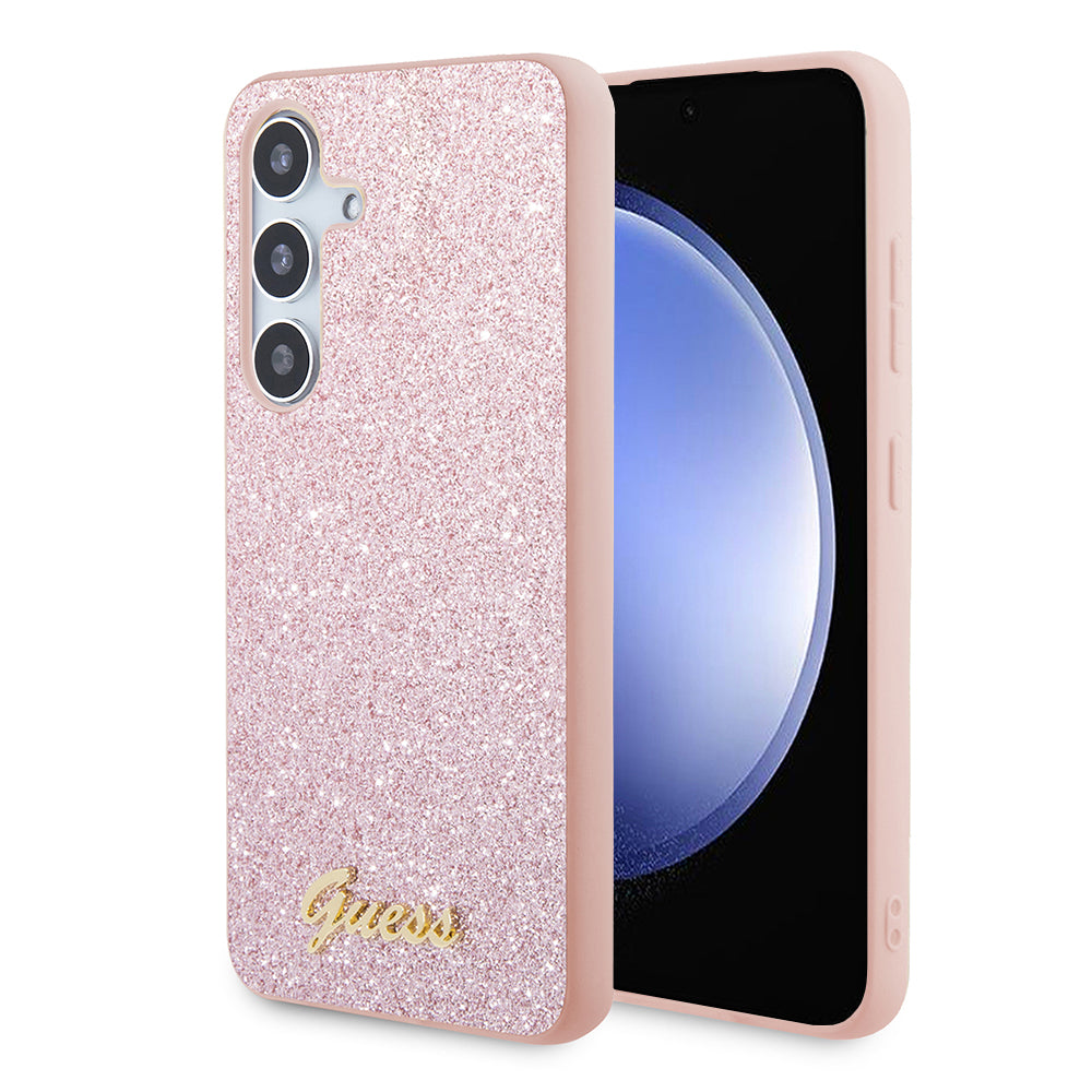 Funda para Samsung Galaxy S24 S921, Guess, Glitter Script, Rosa