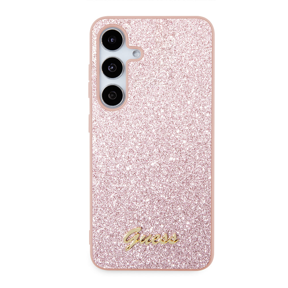 Funda para Samsung Galaxy S24 S921, Guess, Glitter Script, Rosa