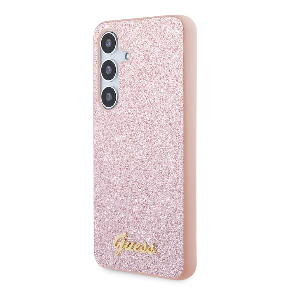 Funda para Samsung Galaxy S24 S921, Guess, Glitter Script, Rosa