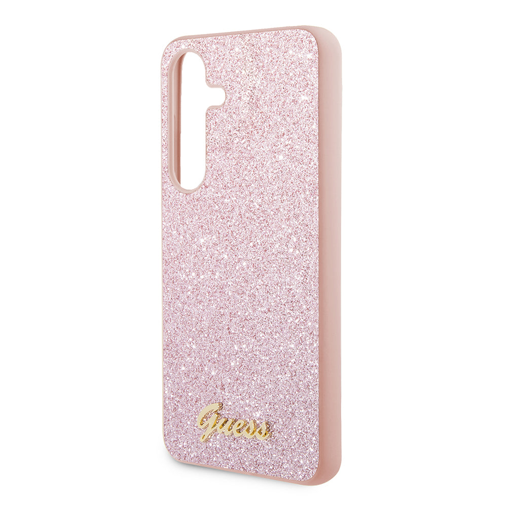 Funda para Samsung Galaxy S24 S921, Guess, Glitter Script, Rosa