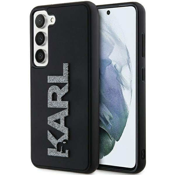 Funda para Samsung Galaxy S24 S921, Karl Lagerfeld, Logo de Goma Brillante 3D, Negra