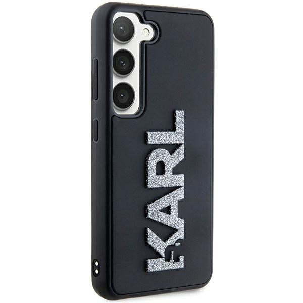 Funda para Samsung Galaxy S24 S921, Karl Lagerfeld, Logo de Goma Brillante 3D, Negra