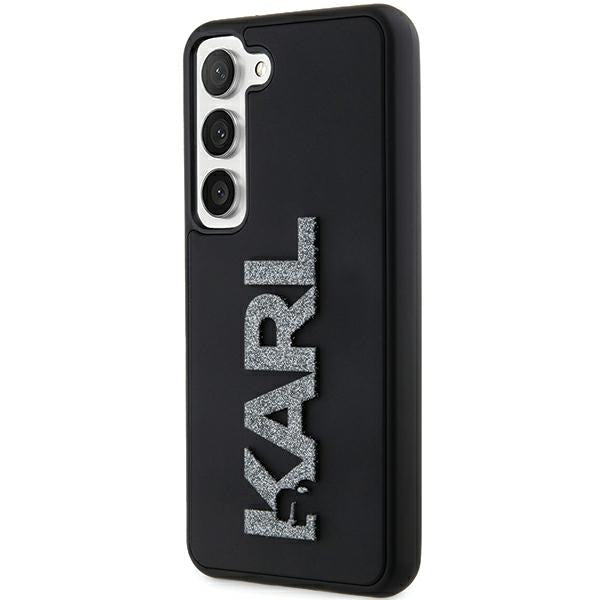 Funda para Samsung Galaxy S24 S921, Karl Lagerfeld, Logo de Goma Brillante 3D, Negra