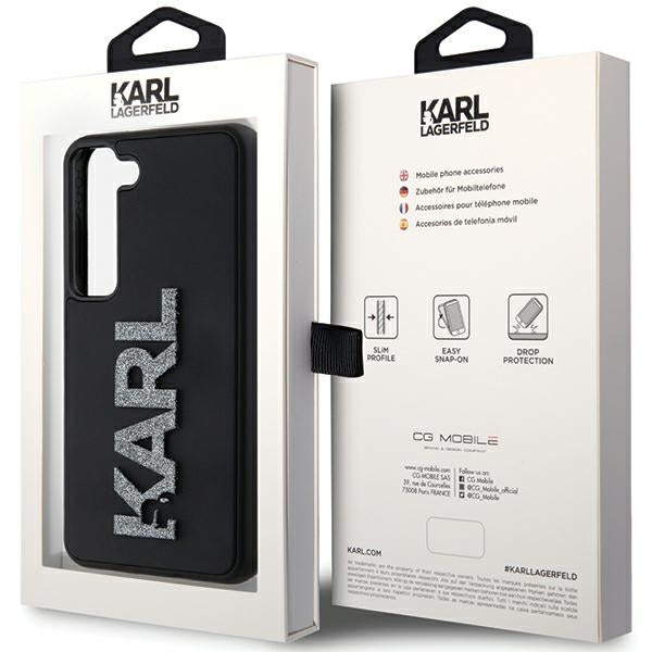 Funda para Samsung Galaxy S24 S921, Karl Lagerfeld, Logo de Goma Brillante 3D, Negra