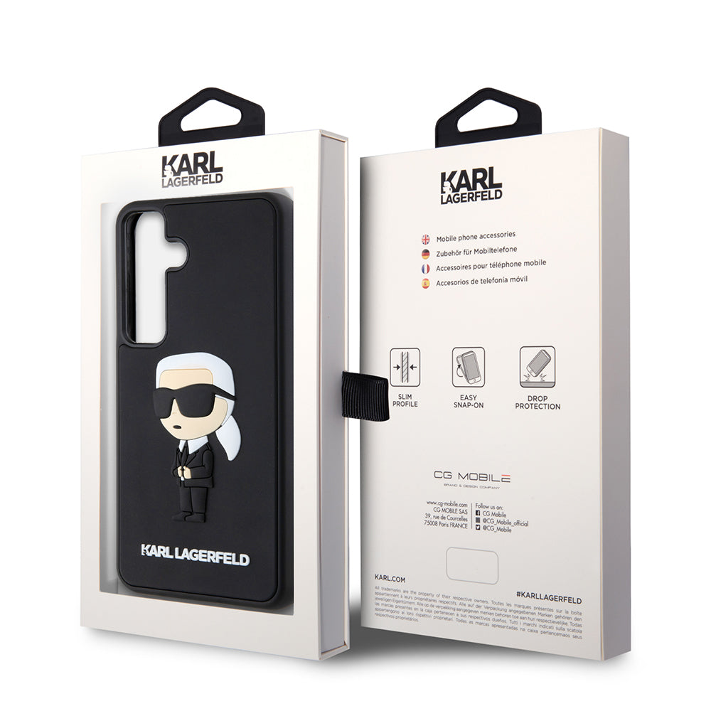 Funda para Samsung Galaxy S24 S921, Karl Lagerfeld, 3D Rubber Ikonik Karl, Negra