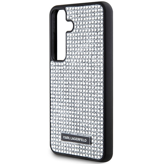 Case for Samsung Galaxy S24 S921, Karl Lagerfeld, Rhinestone Metal Plate, Silver