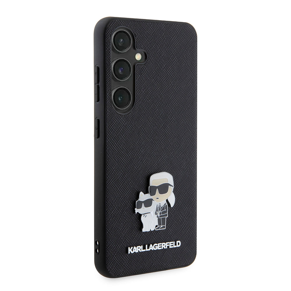 Funda para Samsung Galaxy S24 S921, Karl Lagerfeld, Saffiano Karl & Choupette Metal, Negra