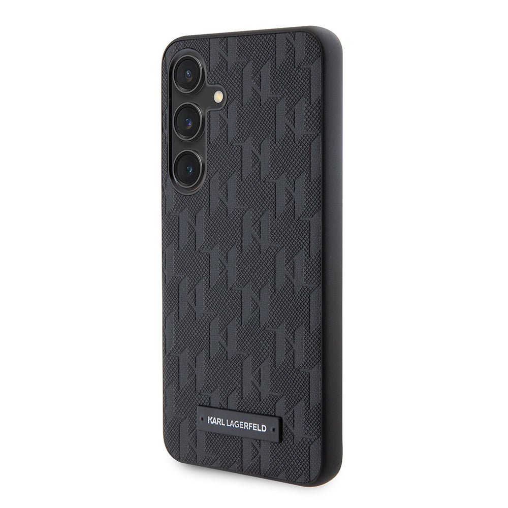 Funda para Samsung Galaxy S24 S921, Karl Lagerfeld, Saffiano Mono Metal Logo, Negra