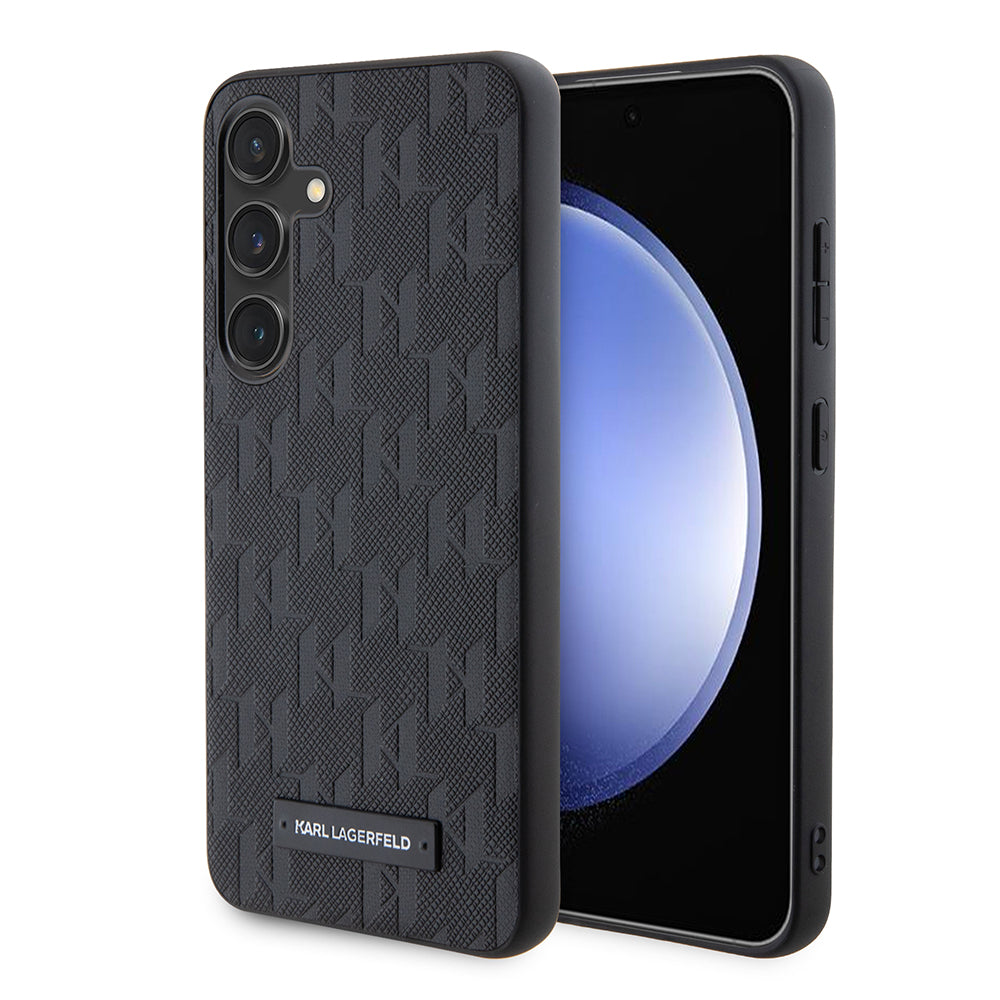 Funda para Samsung Galaxy S24 S921, Karl Lagerfeld, Saffiano Mono Metal Logo, Negra