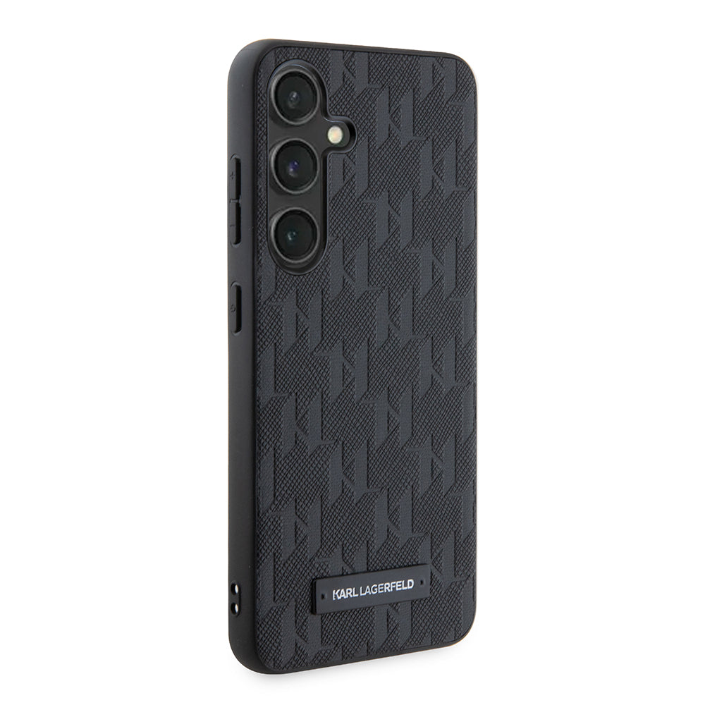 Funda para Samsung Galaxy S24 S921, Karl Lagerfeld, Saffiano Mono Metal Logo, Negra
