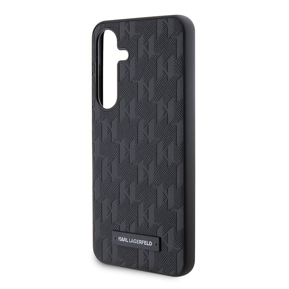 Funda para Samsung Galaxy S24 S921, Karl Lagerfeld, Saffiano Mono Metal Logo, Negra
