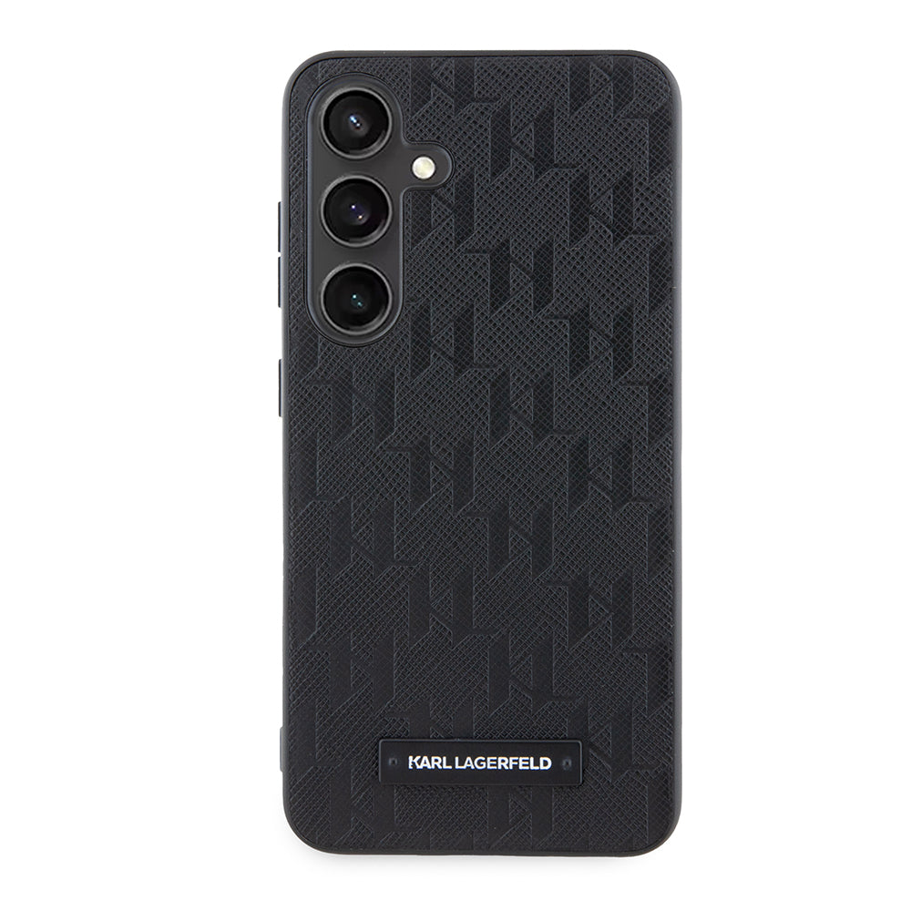 Funda para Samsung Galaxy S24 S921, Karl Lagerfeld, Saffiano Mono Metal Logo, Negra
