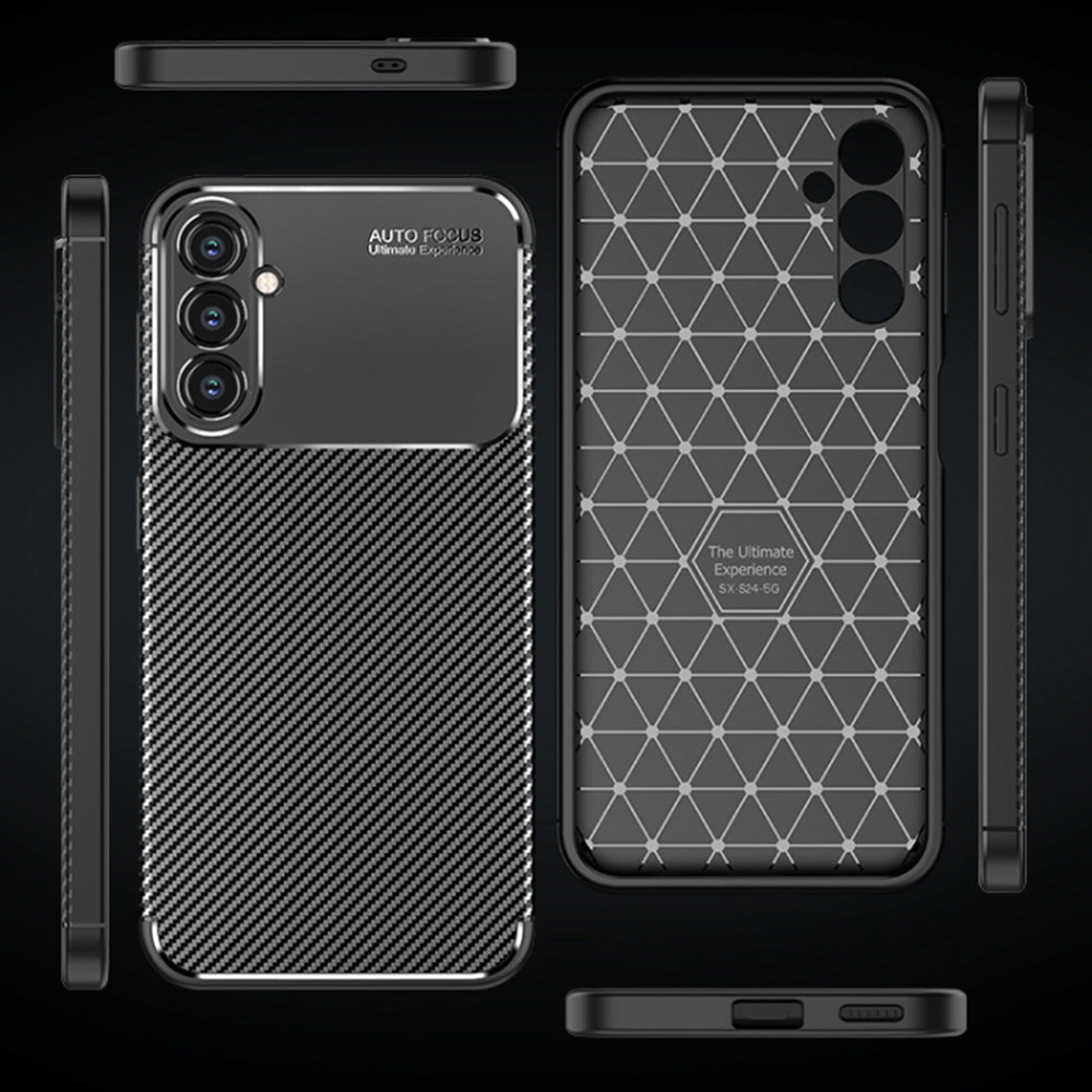 Funda para Samsung Galaxy S24 S921, Techsuit, Fibra de Carbon, Negra