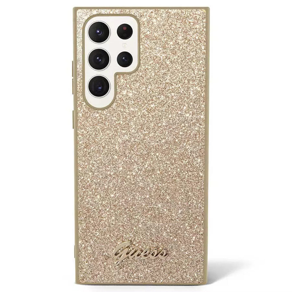 Funda para Samsung Galaxy S24 Ultra S928, Guess, Glitter Script, Dorada
