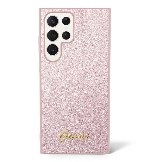 Funda para Samsung Galaxy S24 Ultra S928, Guess, Glitter Script, Rosa