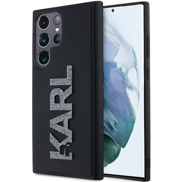 Funda para Samsung Galaxy S24 Ultra S928, Karl Lagerfeld, Logo de Goma Brillante 3D, Negra
