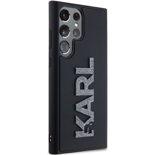 Funda para Samsung Galaxy S24 Ultra S928, Karl Lagerfeld, Logo de Goma Brillante 3D, Negra
