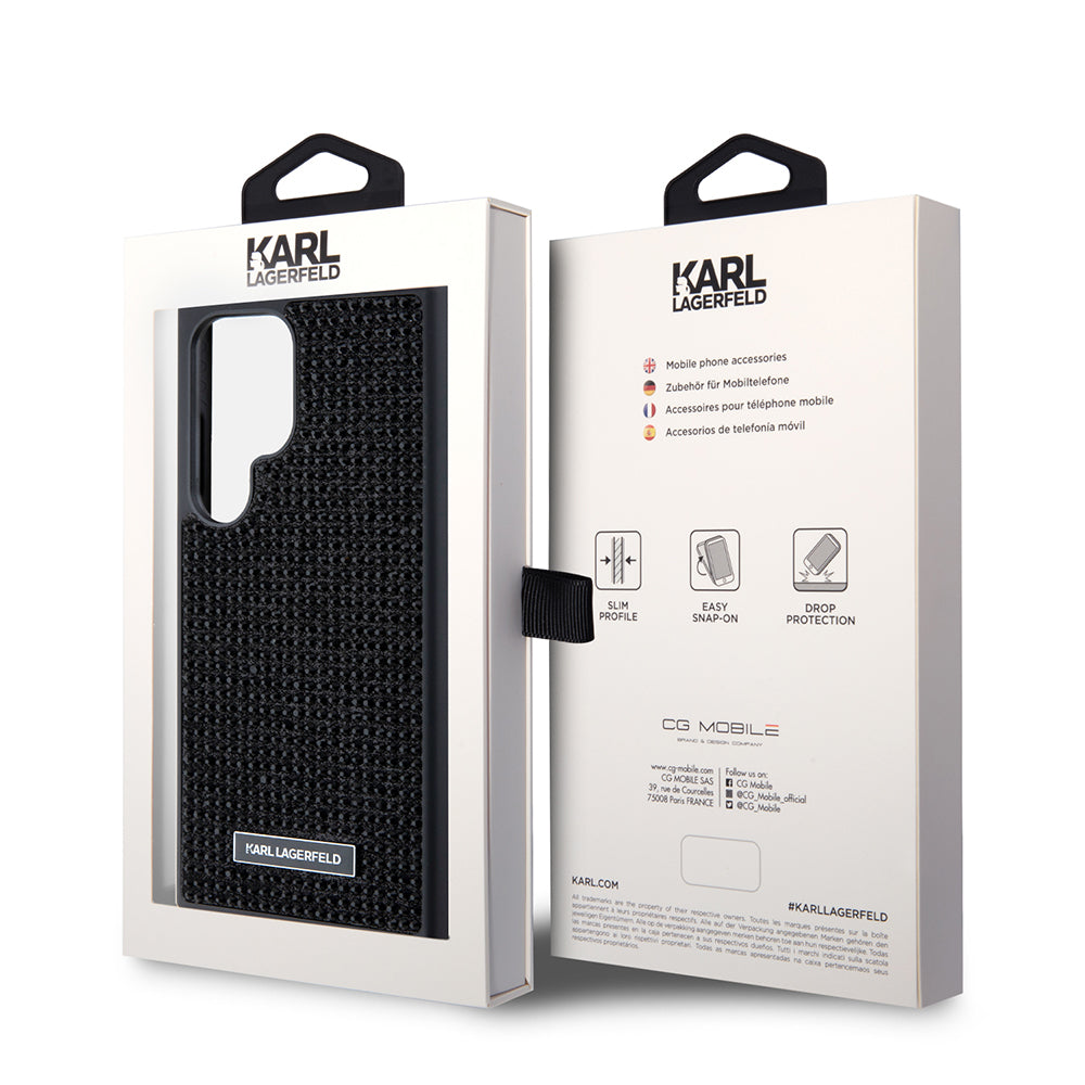 Case for Samsung Galaxy S24 Ultra S928, Karl Lagerfeld, Rhinestone Metal Plate, Black