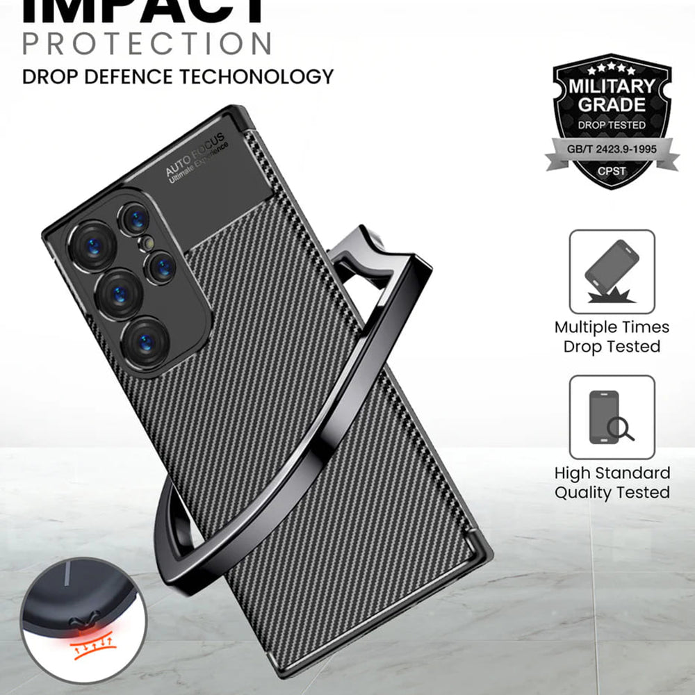 Funda para Samsung Galaxy S24 Ultra S928, Techsuit, Fibra de Carbon, Negra