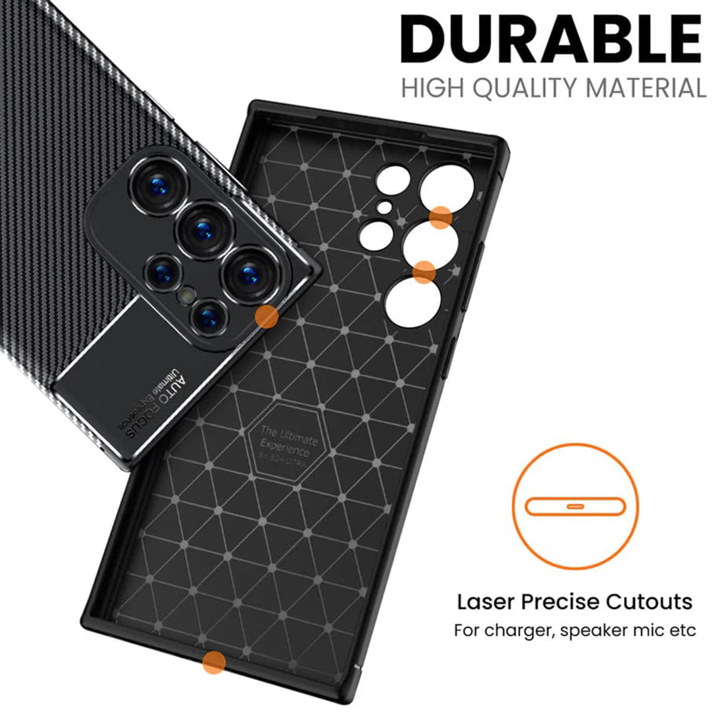 Funda para Samsung Galaxy S24 Ultra S928, Techsuit, Fibra de Carbon, Negra
