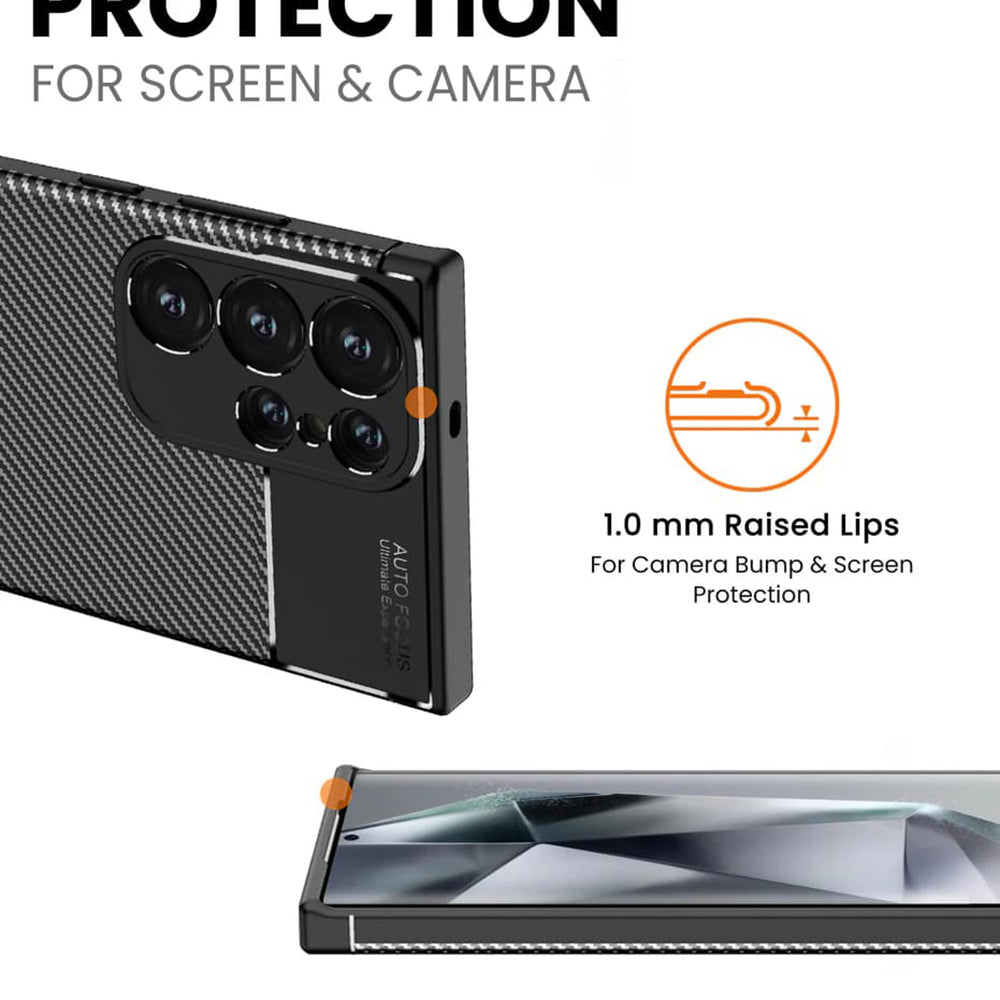 Funda para Samsung Galaxy S24 Ultra S928, Techsuit, Fibra de Carbon, Negra