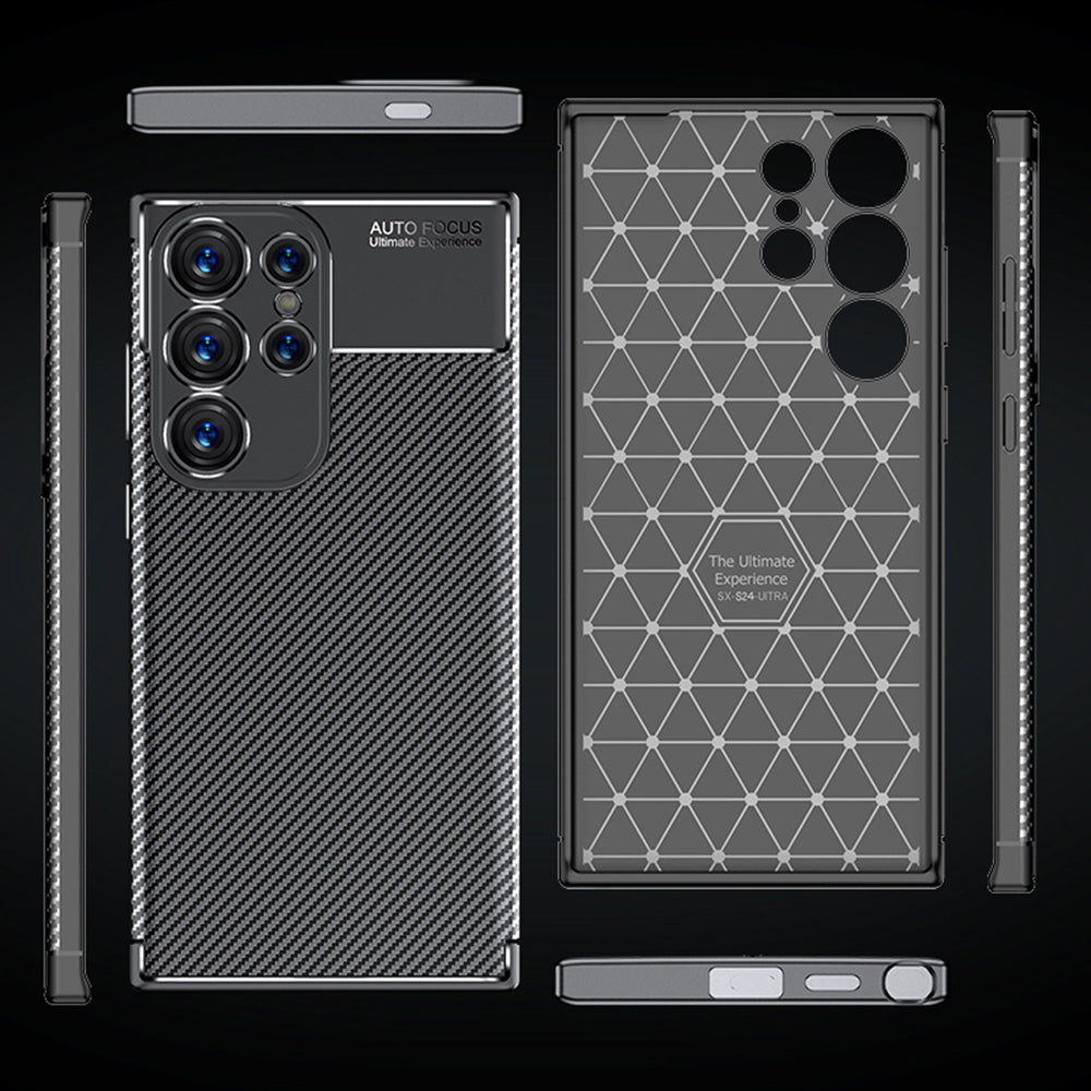 Funda para Samsung Galaxy S24 Ultra S928, Techsuit, Fibra de Carbon, Negra