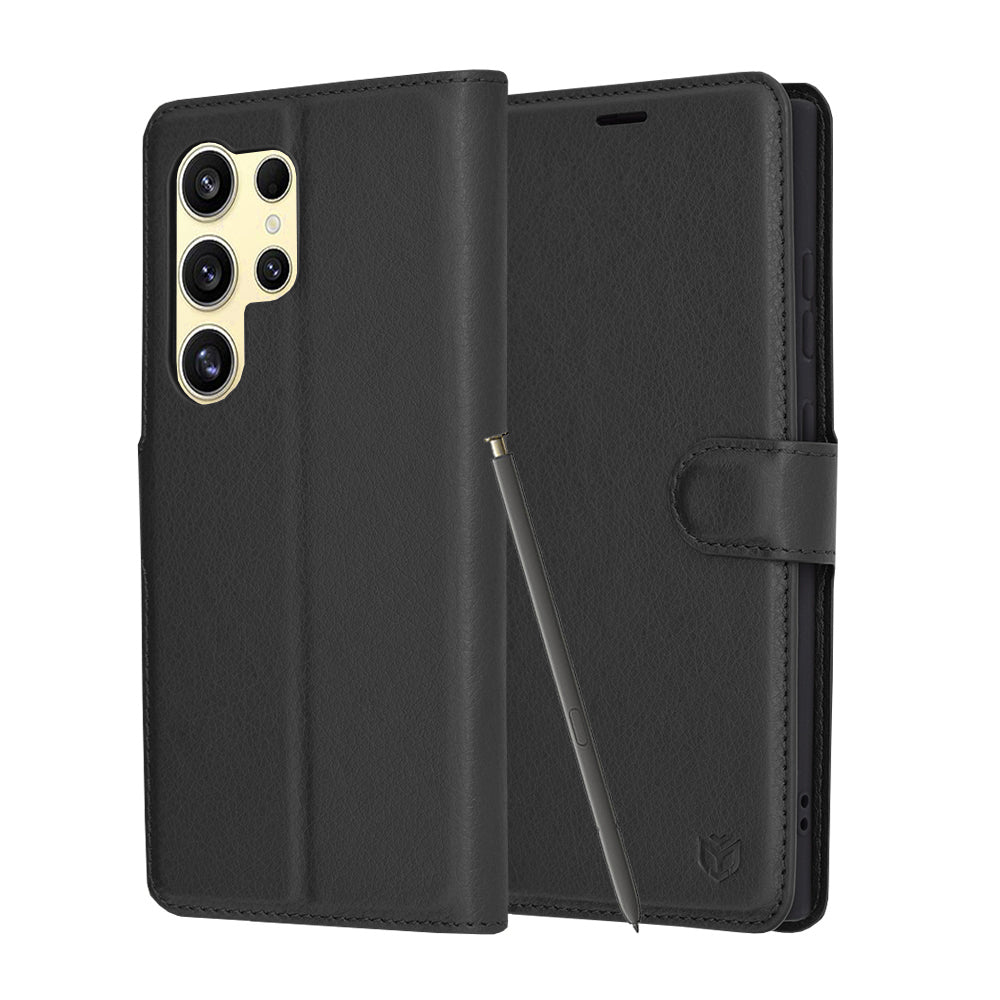 Funda para Samsung Galaxy S24 Ultra S928, Techsuit, Leather Folio, Negra