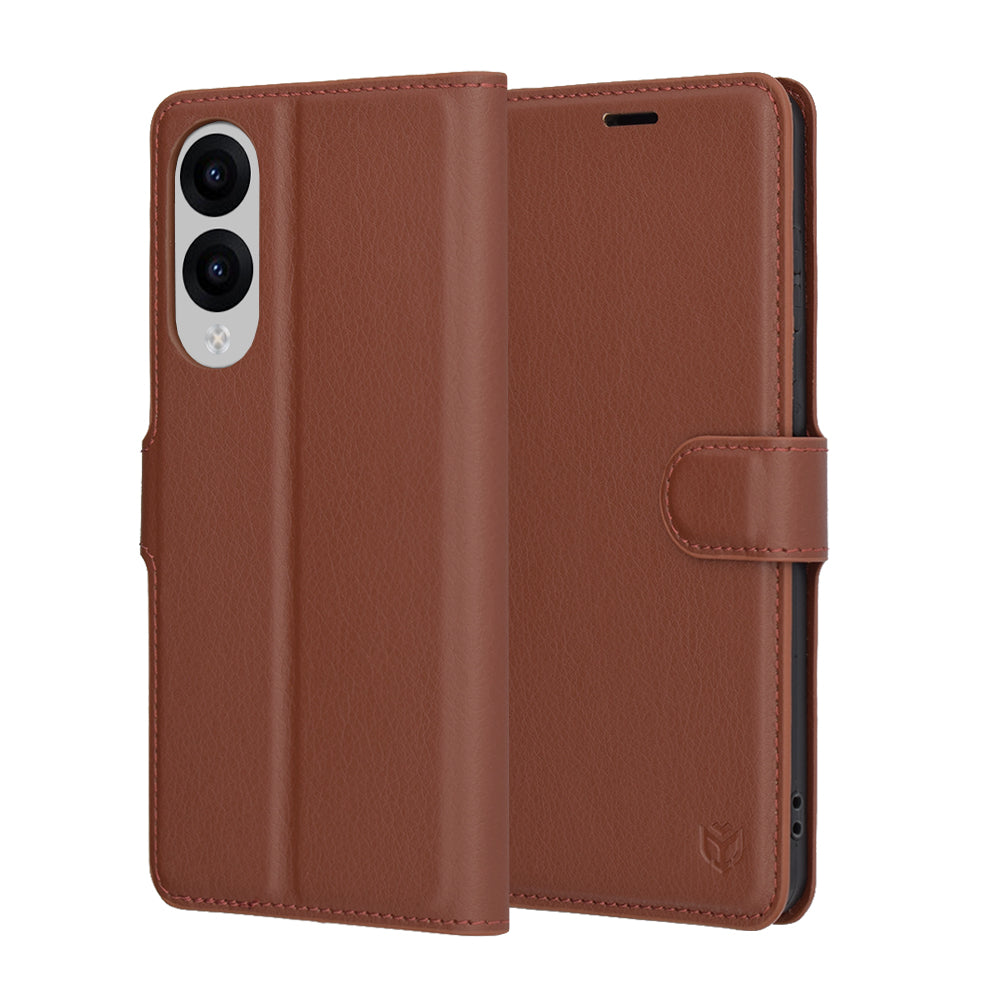 Funda para Samsung Galaxy S25 Edge S937, Techsuit, Leather Folio, Marrón
