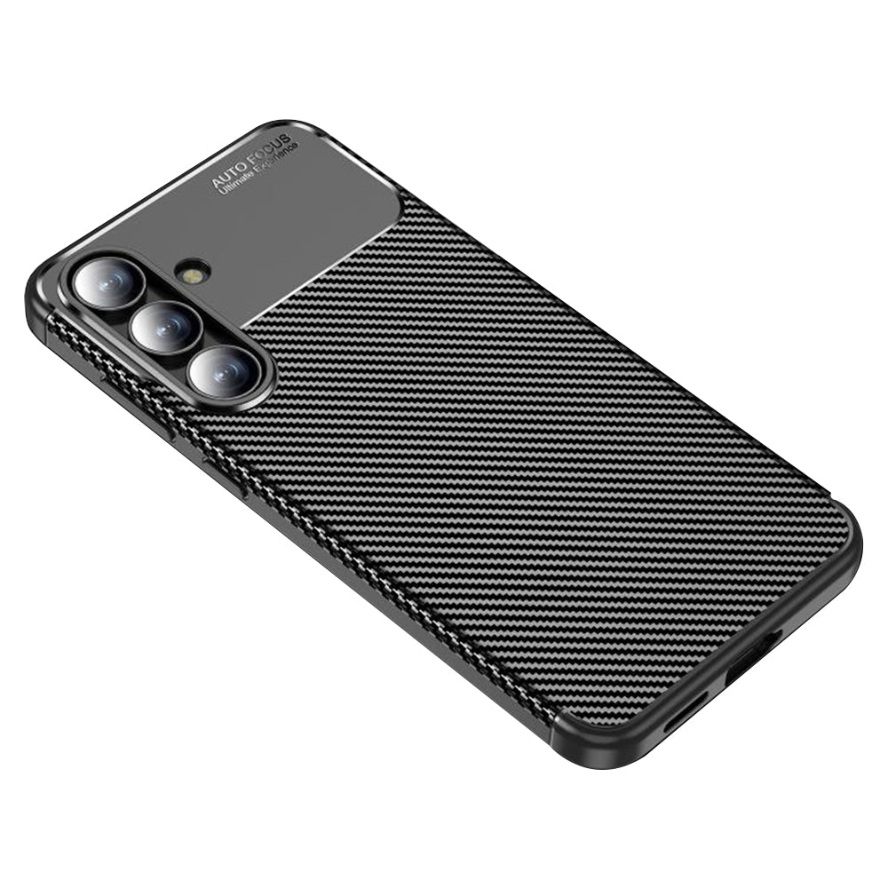 Funda para Samsung Galaxy S25 FE, Techsuit, Fibra de Carbon, Negra