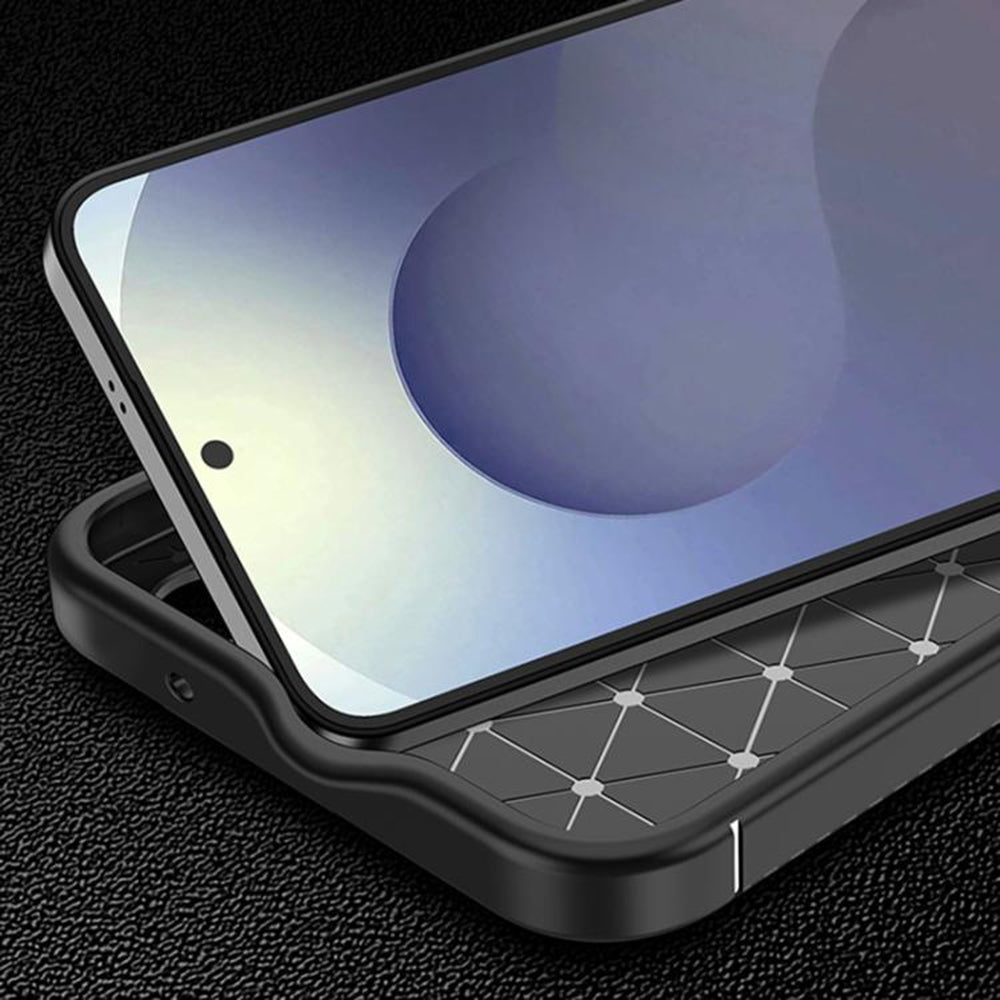 Funda para Samsung Galaxy S25 FE, Techsuit, Fibra de Carbon, Negra