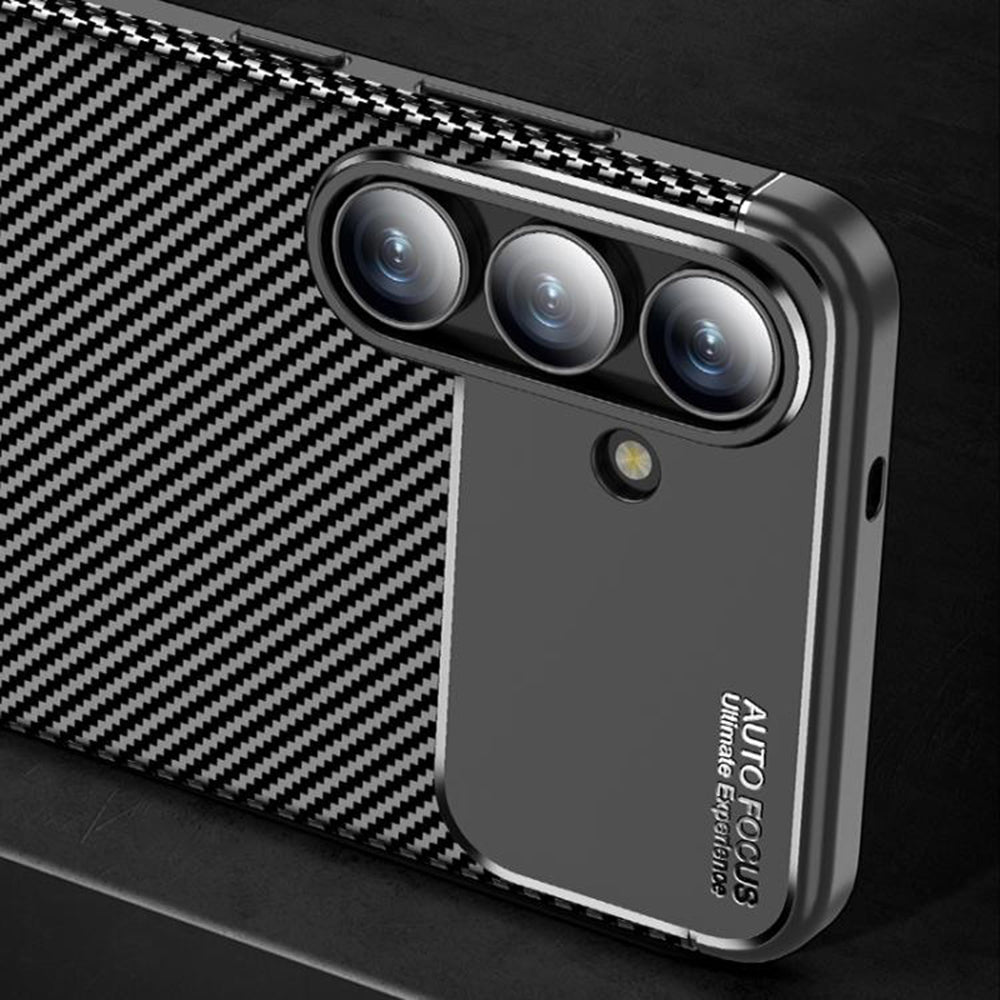 Funda para Samsung Galaxy S25 FE, Techsuit, Fibra de Carbon, Negra