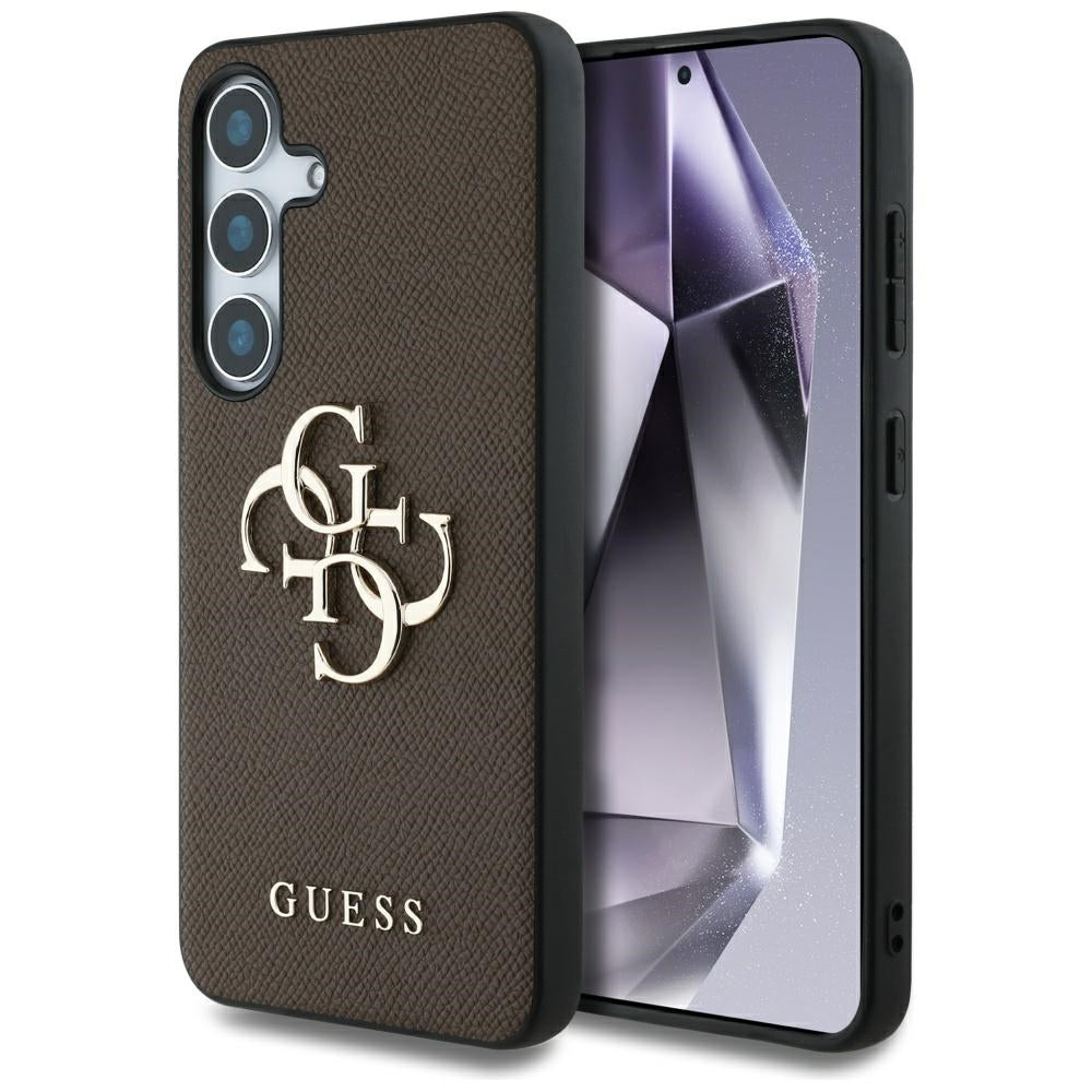 Funda para Samsung Galaxy S25+ S936, Guess, 4G Grained Big and Classic Logo, Marrón